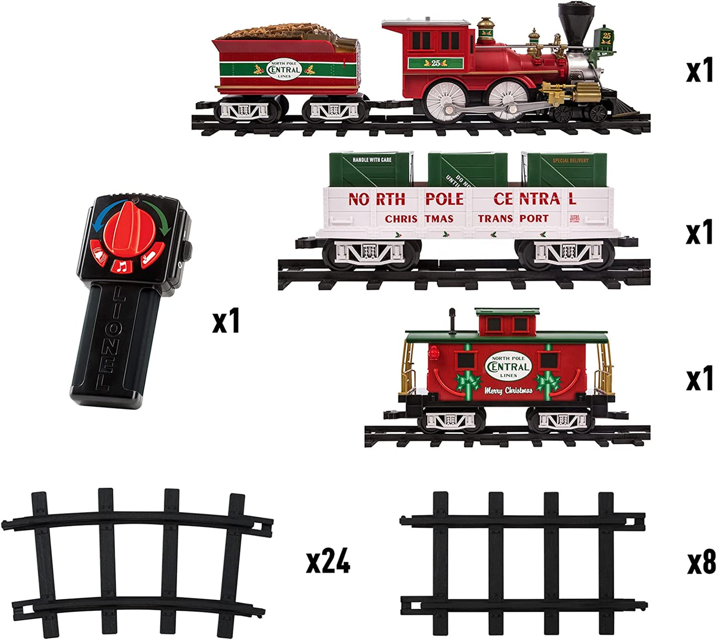 Lionel North Pole Central Ready-To-Play Freight Set, Battery-Powered Model Train Set with Remote Multi, 50 X 73"