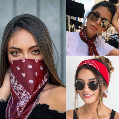 New Bohemian Print Bandana Hair Bands for Women Girls Square Scarf Turban Multifunctional Headband Hair Accessories Headwear