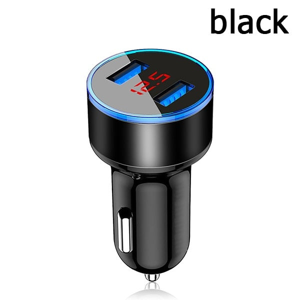 Car Charger Dual USB QC 3.0 Adapter Cigarette Lighter LED Voltmeter For All Types Mobile Phone Charger Smart Dual USB Charging