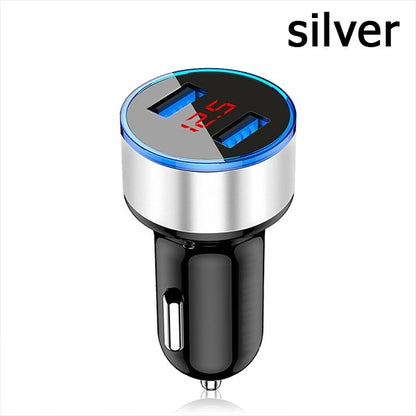 Car Charger Dual USB QC 3.0 Adapter Cigarette Lighter LED Voltmeter For All Types Mobile Phone Charger Smart Dual USB Charging