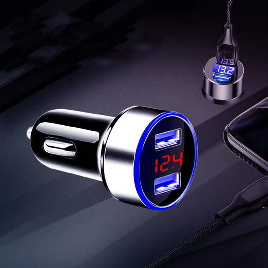 Car Charger Dual USB QC 3.0 Adapter Cigarette Lighter LED Voltmeter For All Types Mobile Phone Charger Smart Dual USB Charging