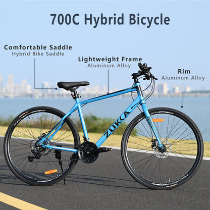 21 Speed Hybrid bike Disc Brake 700C Road Bike For men women's City Bicycle