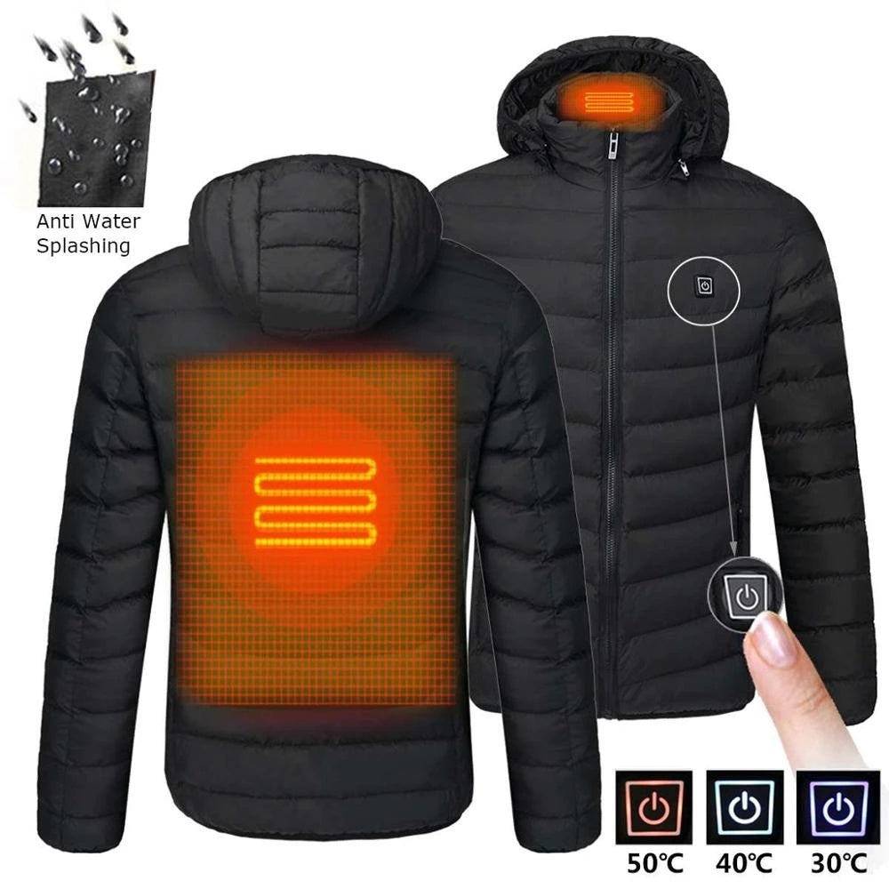 Men 9 Areas Heated Jacket USB Winter Outdoor Electric Heating Jackets Warm Sprots Thermal Coat Clothing Heatable Cotton jacket