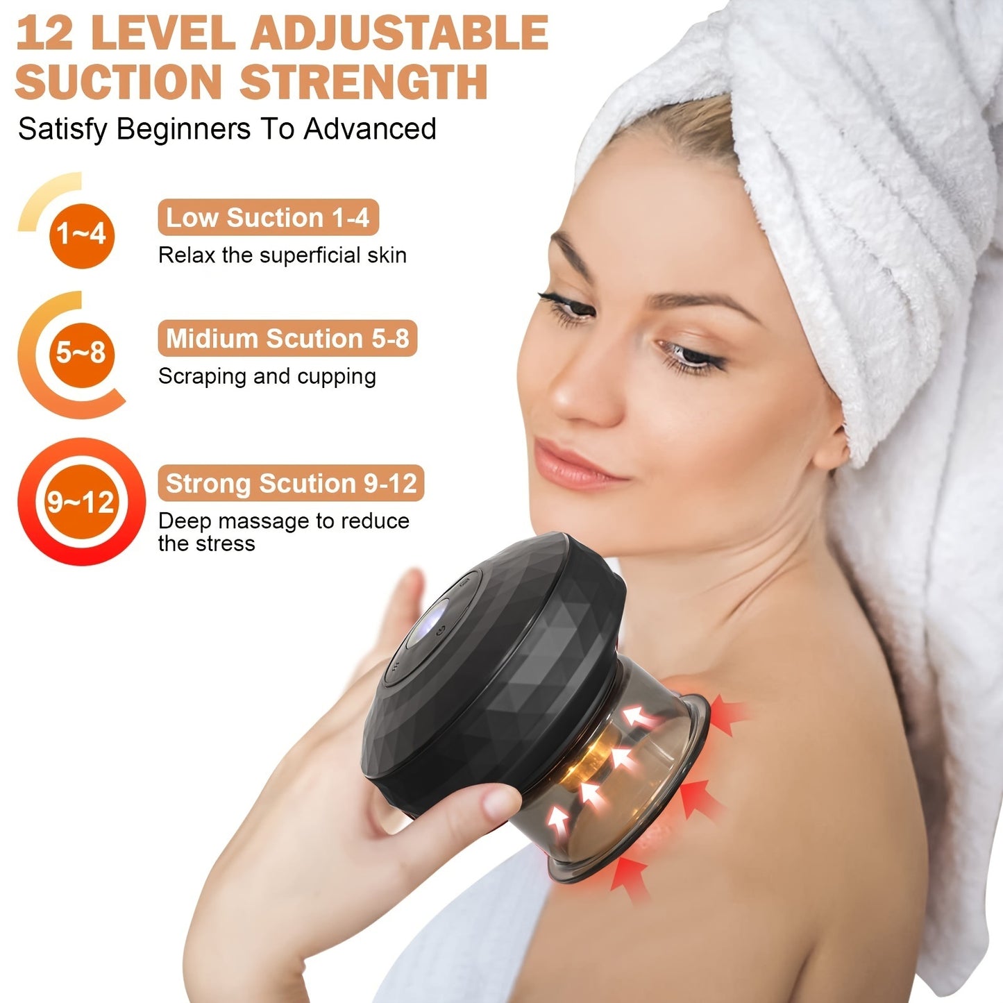 1pc Electric Cupping Therapy; Smart Dynamic Cupping Machine Cellulite Massager 3 In 1 Massage Vacuum Therapy Device With 12 Levels Temperature & Suction; Suitable For Neck; Shoulder And Back Massa