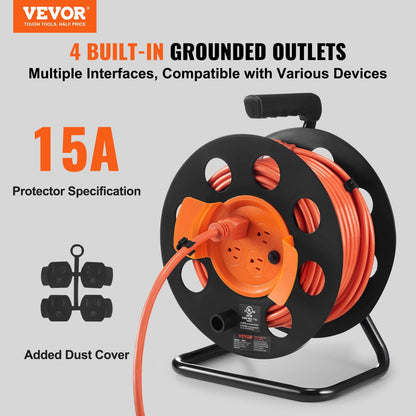 VEVOR Extension Cord Reel for Outdoor Indoor Toolshed Garage, UL/ETL Listed