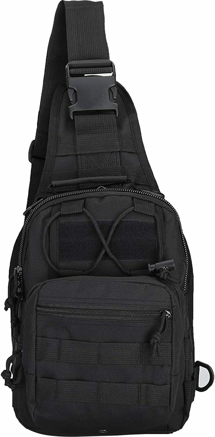 Men Backpack Tactical Sling Bag Chest Shoulder Body Molle Day Pack Pouch Black