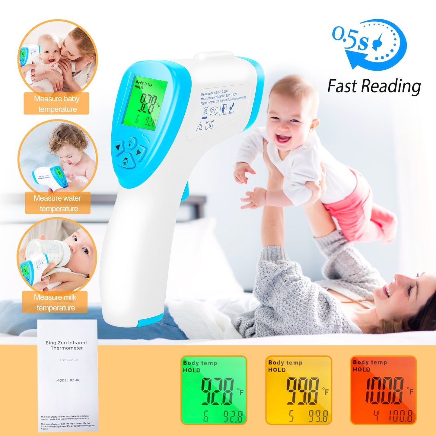 Digital Infrared Thermometer Non-contact Forehead Body Thermometer Surface Room Instant Accurate Reading