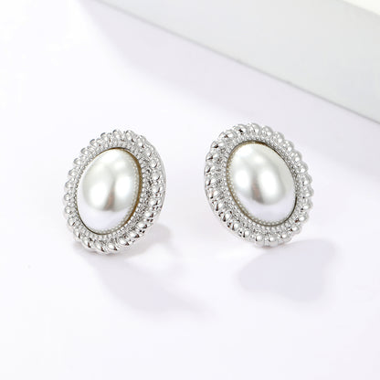 Geometric Big Round Stud Earrings for Women Exquisite Pearl Studs Earrings Statement Earrings Jewelry Gifts