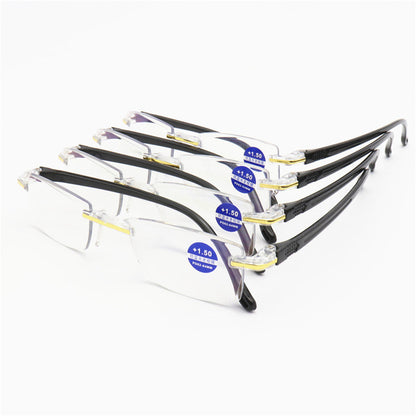 Anti-blue Light Rimless Metal Fine Coated Reading Glasses with Cut Edges