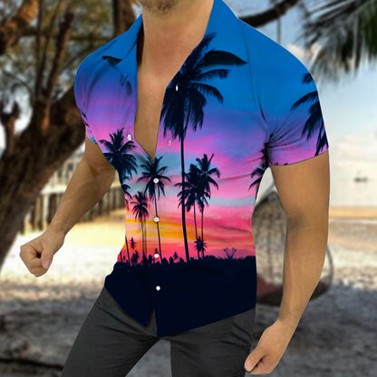 Hawaiian Men's Shirt 3D Digital Print European Street Hip Hop Print Shirt