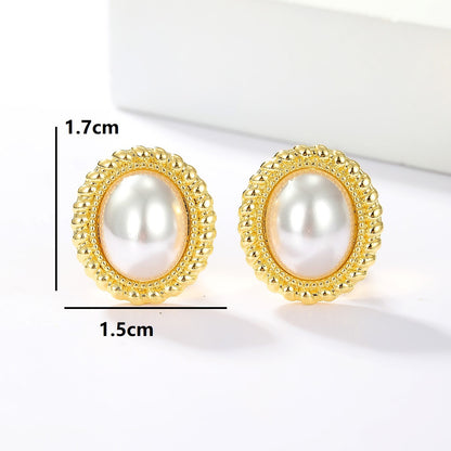 Geometric Big Round Stud Earrings for Women Exquisite Pearl Studs Earrings Statement Earrings Jewelry Gifts