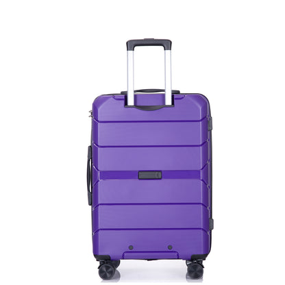 Hardshell Suitcase Spinner Wheels PP Luggage Sets Lightweight Durable Suitcase with TSA Lock,3-Piece Set (20/24/28) ,Purple