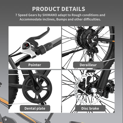 (Do Not Sell on Amazon) AOSTIRMOTOR 26" 750W Electric Bike Fat Tire P7 48V 13AH Removable Lithium Battery for Adults with Detachable Rear Rack Fender RT