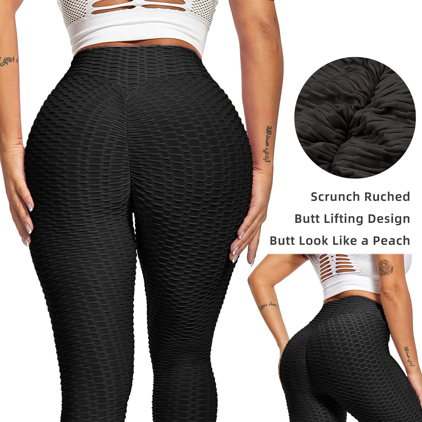 RAINBEAN Women TIK Tok Leggings Bubble Textured Butt Lifting Yoga Pants