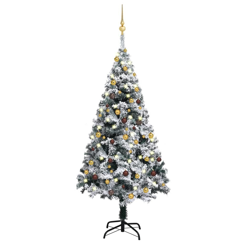 Artificial Christmas Tree with LEDs&Ball Set Green 59.1" PVC