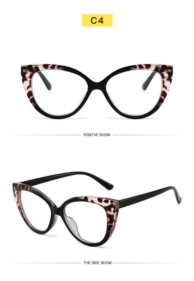 Fashion cat eye TR anti-blue light glasses trend stitching color glasses frame simple and comfortable flat mirror