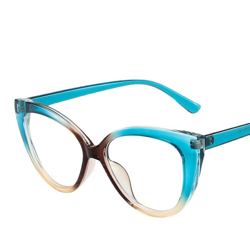 Fashion cat eye TR anti-blue light glasses trend stitching color glasses frame simple and comfortable flat mirror