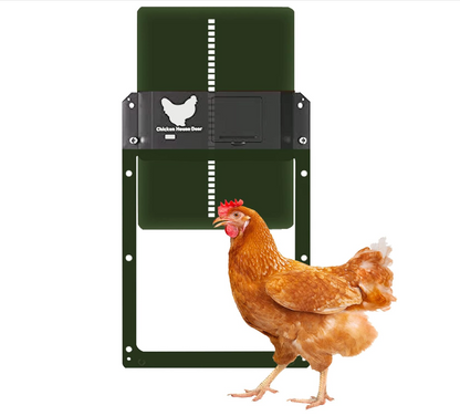 Automatic Chicken Door, Smart Light Sensor Control, Chicken Door Opener, Battery Operated, Multi Mode Chicken Flap, Evening and Morning Delayed Opening, IPX4 Waterproof (Green)