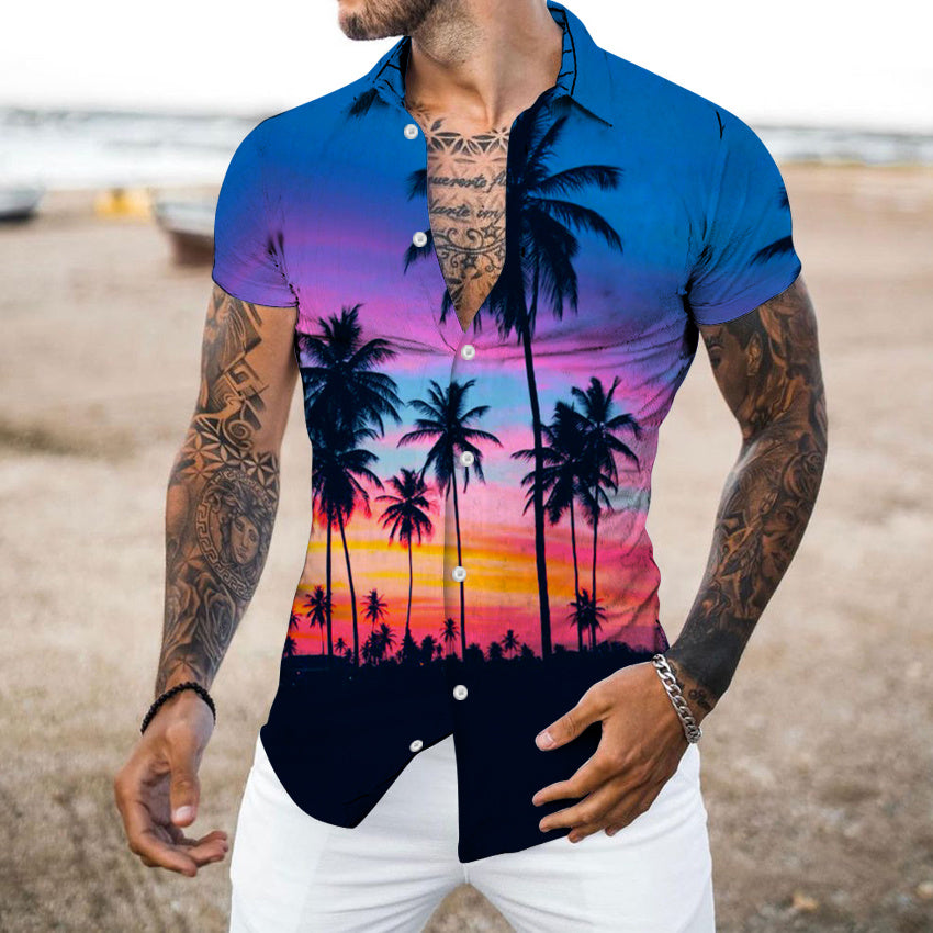 Hawaiian Men's Shirt 3D Digital Print European Street Hip Hop Print Shirt