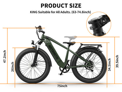 AOSTIRMOTOR new pattern 26" 1000W Electric Bike Fat Tire 52V15AH Removable Lithium Battery for Adults