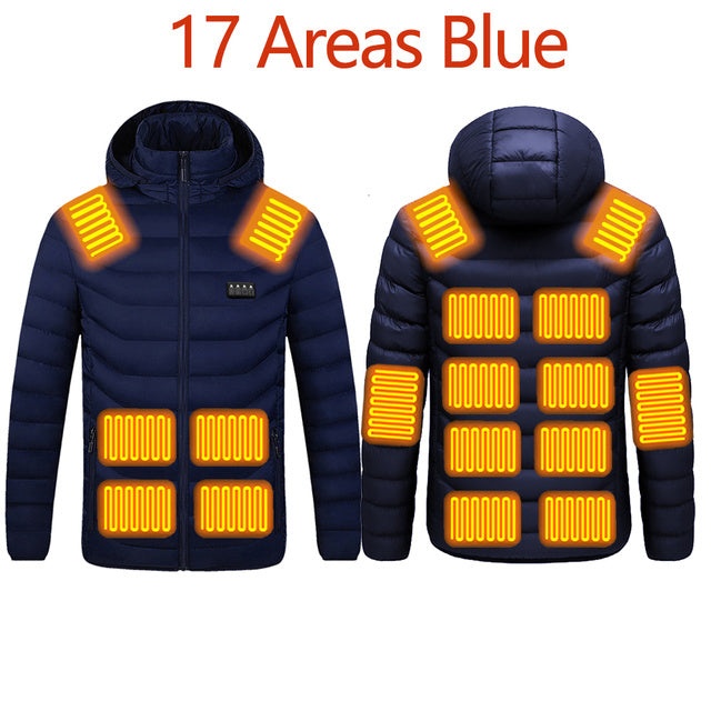 Men 9 Areas Heated Jacket USB Winter Outdoor Electric Heating Jackets Warm Sprots Thermal Coat Clothing Heatable Cotton jacket