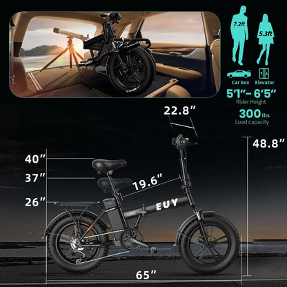 750w Electric Bike for Adults;  20'x4.0'Fat Tire Foldable Ebikes with 48V 18Ah Removable Battery;  Dual Shock Absorber Shimano 7 Speed Electric Bicycles for Urban;  Beach;  Snow;  Off-Road