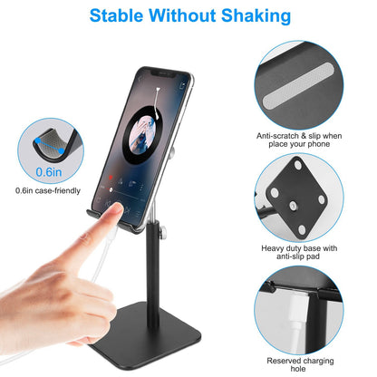 Adjustable Cell Phone Tablet Stand Desktop Holder Mount Bracket Dock Fit for iPad Kindle iPhone Aluminum Alloy