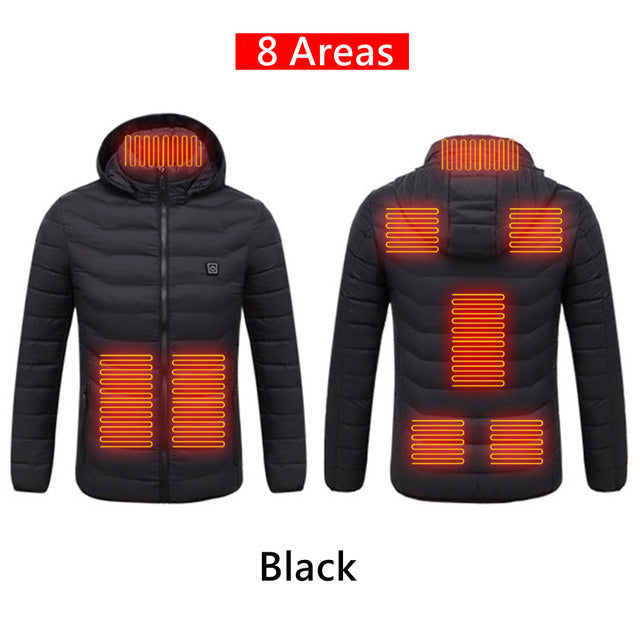 Men 9 Areas Heated Jacket USB Winter Outdoor Electric Heating Jackets Warm Sprots Thermal Coat Clothing Heatable Cotton jacket