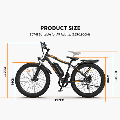 (Do Not Sell on Amazon) AOSTIRMOTOR 26" 750W Electric Bike Fat Tire P7 48V 13AH Removable Lithium Battery for Adults with Detachable Rear Rack Fender RT