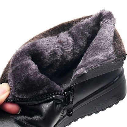 Fashion Winter Boots Women Genuine Leather Ankle Warm Boots Mom autumn plush wedge shoes Woman shoes Big Size wed3