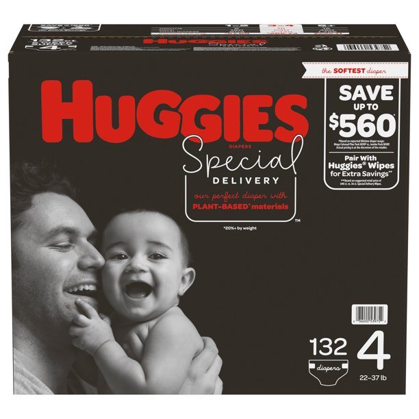 Huggies Special Delivery Hypoallergenic Baby Diapers Size 4;  Count 132