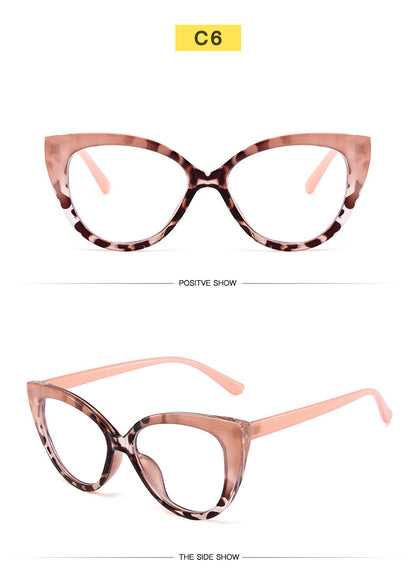 Fashion cat eye TR anti-blue light glasses trend stitching color glasses frame simple and comfortable flat mirror