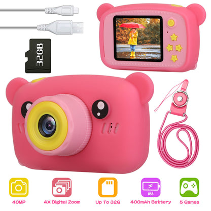 Kids Digital Camera Child Video Camera Children Camcorder Christmas Toy Birthday Gifts with 2.0in Screen 4X Digital Zoom