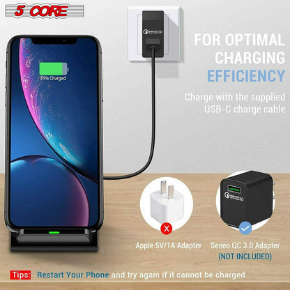 Wireless Fast Charge Stand Dock Phone Charging Pad Samsung Galaxy S9+ iPhone XS Wire Less 8 5 Core 10W Black cell phone accessories