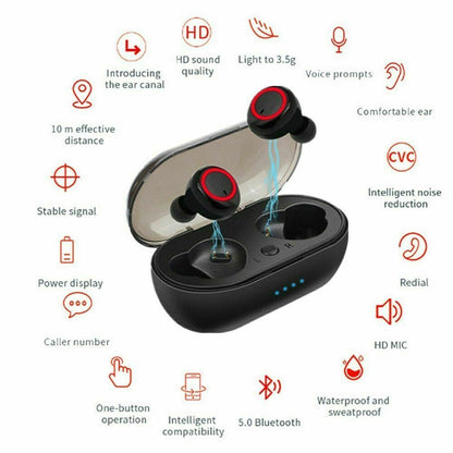 Waterproof Bluetooth 5.0 Wireless Earbuds Headphone Headset Noise Cancelling TWS