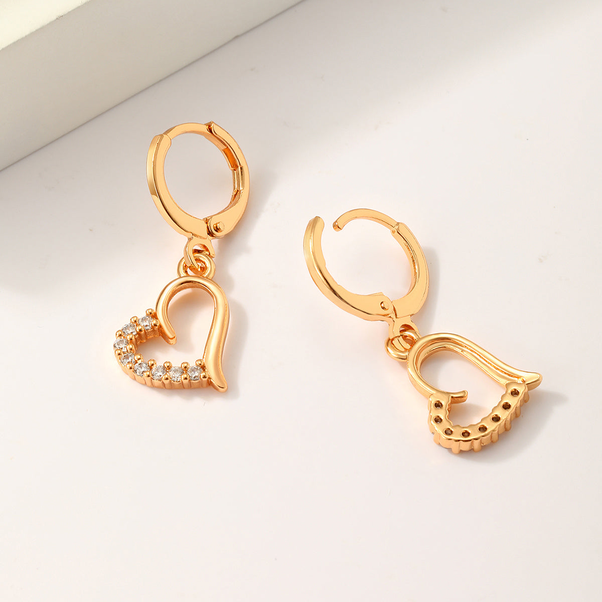 Heart Drop Earrings for Women Gold Color Dangle Earrings Copper CZ Charm Korean Earrings Fashion Jewelry