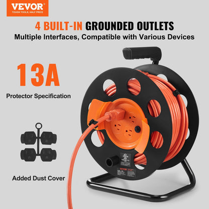 VEVOR Extension Cord Reel for Outdoor Indoor Toolshed Garage, UL/ETL Listed