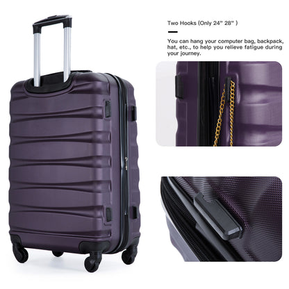 Expandable 3 Piece Luggage Sets ABS Lightweight Suitcase with Two Hooks;  Spinner Wheels;  TSA Lock;  (20/24/28)