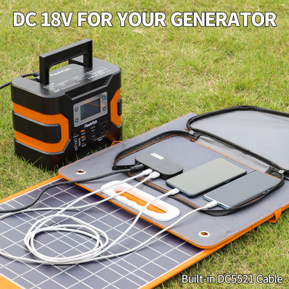 100W 18V Portable Solar Panel;  Flashfish Foldable Solar Charger with  5V USB 18V DC Output Type-C Output Compatible with Portable Generator;  Smartphones;  Tablets and More