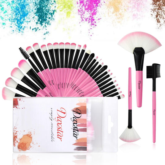 Pink makeup brush without bag 32pcs Premium Synthetic Brushes; Kabuki Foundation Brush Blending Face Powder Blush Concealers Eye Shadows Cosmetic Brushes Kit