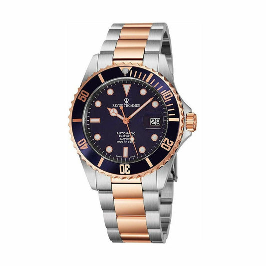 Revue Thommen 17571.2155 Diver Blue Dial Two Tone Rosegold Stainless Steel Swiss Automatic Watch