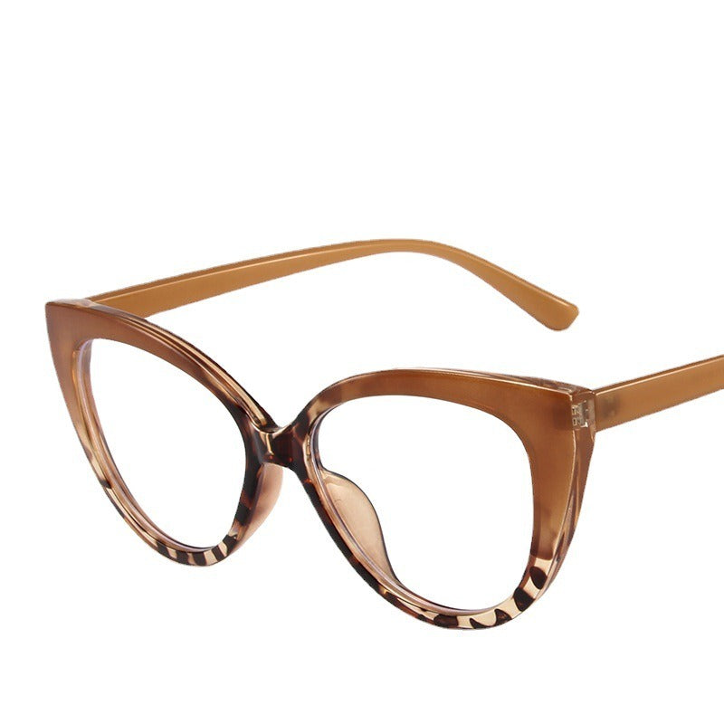 Fashion cat eye TR anti-blue light glasses trend stitching color glasses frame simple and comfortable flat mirror