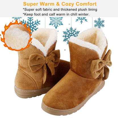 Women Ladies Snow Boots Super Soft Fabric Mid-Calf Winter Shoes Thickened Plush Warm Lining Shoes