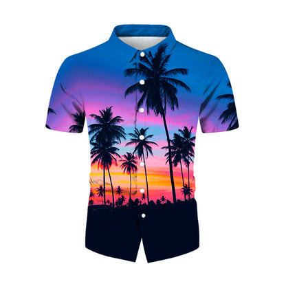 Hawaiian Men's Shirt 3D Digital Print European Street Hip Hop Print Shirt