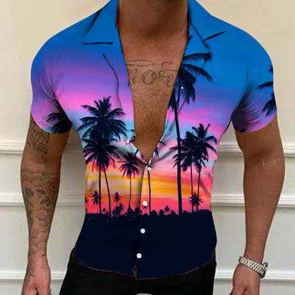 Hawaiian Men's Shirt 3D Digital Print European Street Hip Hop Print Shirt