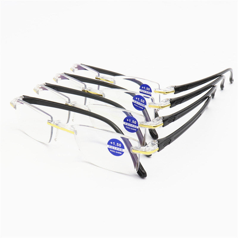 Anti-blue Light Rimless Metal Fine Coated Reading Glasses with Cut Edges