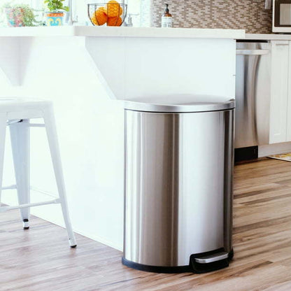 50L/13Gal Heavy Duty Hands-Free Stainless Steel Commercial/Kitchen Step Trash Can