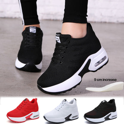 Women High Top Walking Footwear 9 Cm Wedges Sports Shoes Thick Sole Fitness Sneakers Outdoor Ladies Running Jogging Trainers