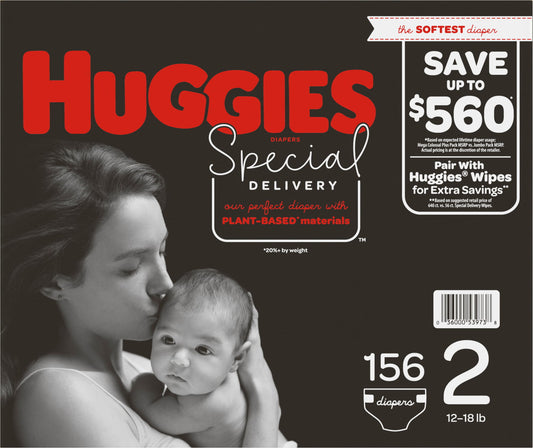 Huggies Special Delivery Hypoallergenic Baby Diapers Size 2;  Count 156