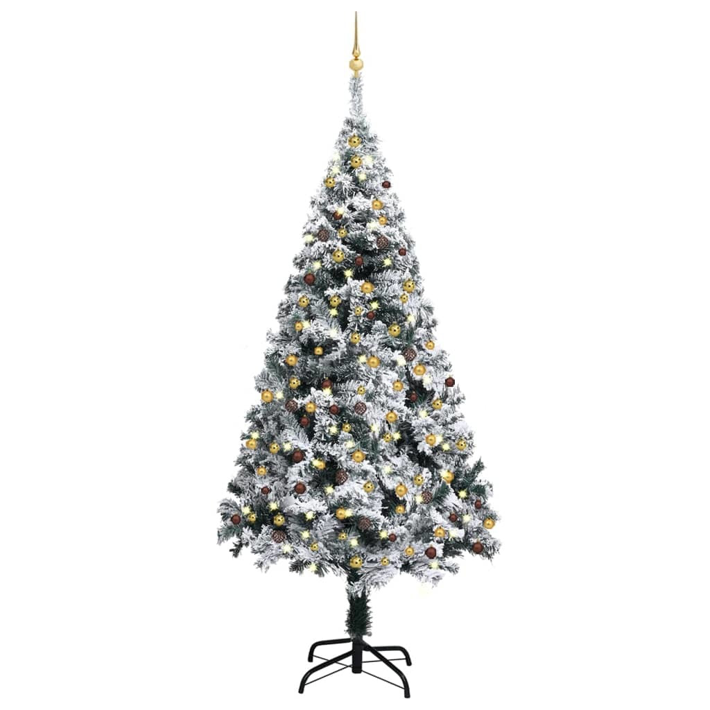 Artificial Christmas Tree with LEDs&Ball Set Green 94.5" PVC